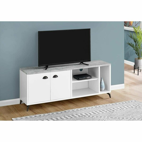 Daphnes Dinnette 60 in. TV Stand White & Grey Cement-Look Top DA2444488